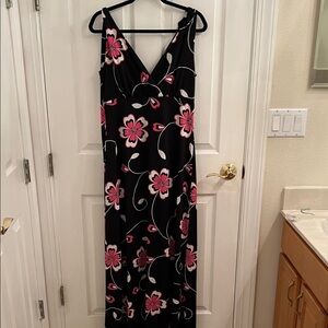 INC International Concepts Black Maxi Dress with Pink Floral Design